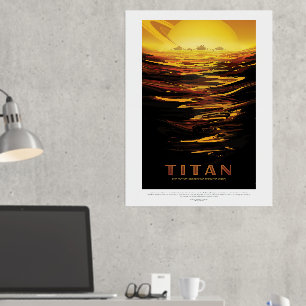 Reisadvertentie uit de Science Fiction, Maan Titan Folie Afdrukken
