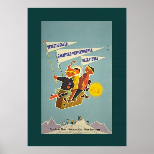 reisaffiche voor Beierse Alpen Poster (Voorkant)
