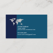 Reisagent 2-tone blauw vliegtuig monogram visitekaartje (Achterkant)