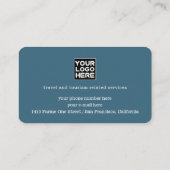 Reisagent Blauw Visitekaartje faux gouden vliegtui (Achterkant)