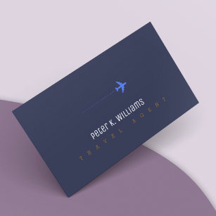 Reisagent Blue visitekaartje met een vliegtuig