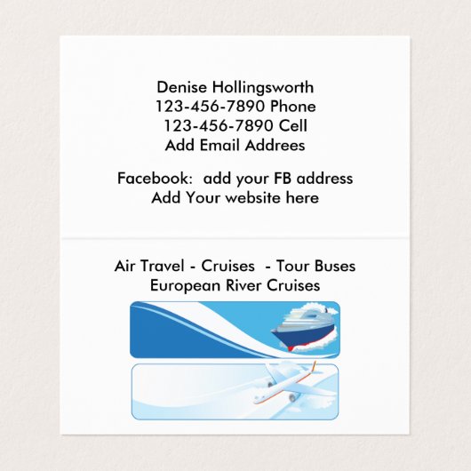 Reisagent Consultant Visitekaartje (Binnenkant ongevouwen)