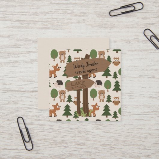 Reisagent Cute Rustic Vacking Vierkante Visitekaartje (Voorkant / Achterkant in situ)