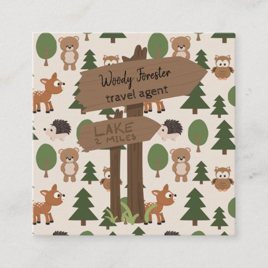 Reisagent Cute Rustic Vacking Vierkante Visitekaartje (Voorkant)