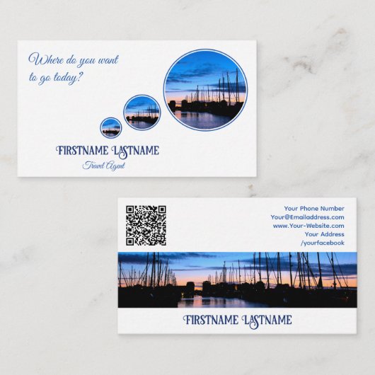 Reisagent dreamy sky sailing marina sunset visitekaartje (Voorkant / Achterkant)
