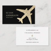 Reisagent Faux Gold Glitter Vliegtuig Visitekaartje (Voorkant / Achterkant)