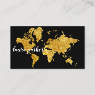 Reisagent Faux Gold Wereldkaart Destination Visitekaartje