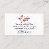 Reisagent Faux Roos Gold Wereldkaart Bestemming Visitekaartje (Achterkant)