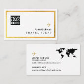 Reisagent Logo Vliegtuig Wereldkaart Wit Visitekaartje (Voorkant / Achterkant)