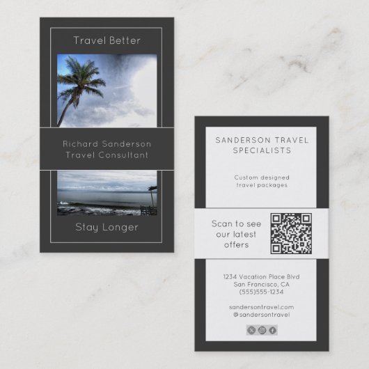 Reisagent met QR-code Visitekaartje (Voorkant / Achterkant)