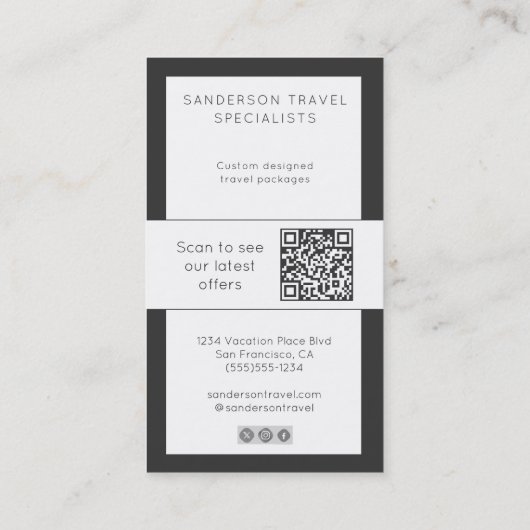 Reisagent met QR-code Visitekaartje (Achterkant)