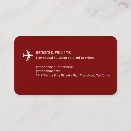 Reisagent Minimalist deep-red Visitekaartje (Achterkant)