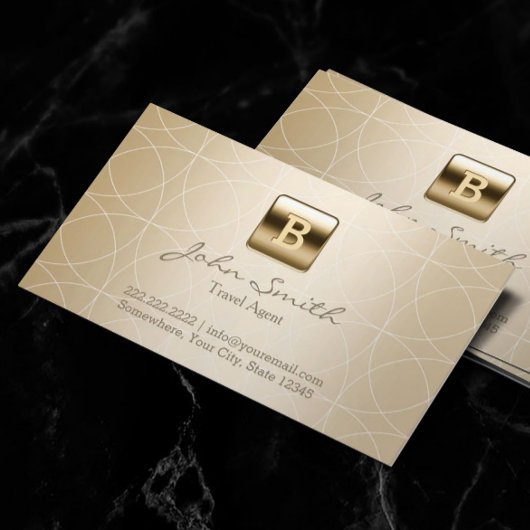 Reisagent Modern Gold Monogram Visitekaartje