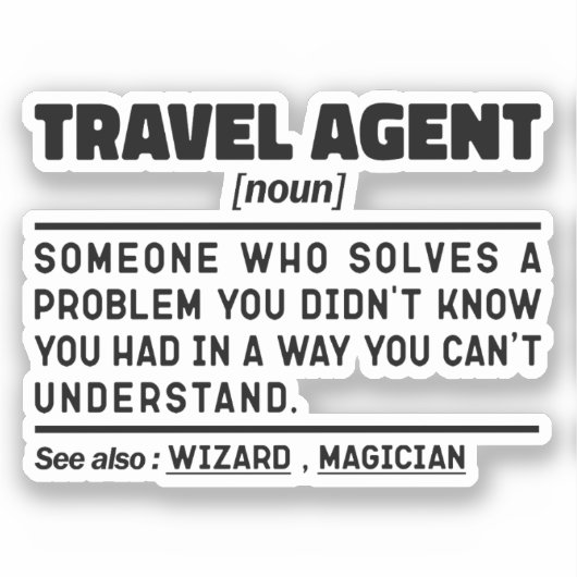 Reisagent Noun Definition Tourist Assistant Sticker (Voorkant)