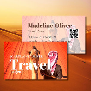 Reisagent QR Code Desert Scene Wit Bedrijf Visitekaartje
