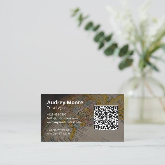 Reisagent QR-code Visitekaartje (Staand voorkant)