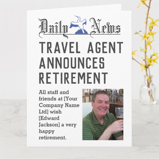Reisagent Retirement Kaart om te personaliseren (Gele Bloem)