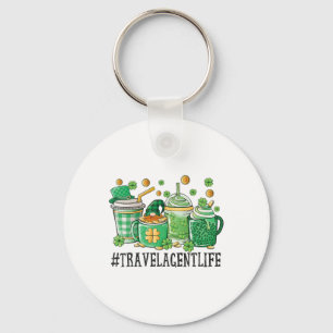 Reisagent St. Patrick's Day koffieliefhebbers Sham Sleutelhanger