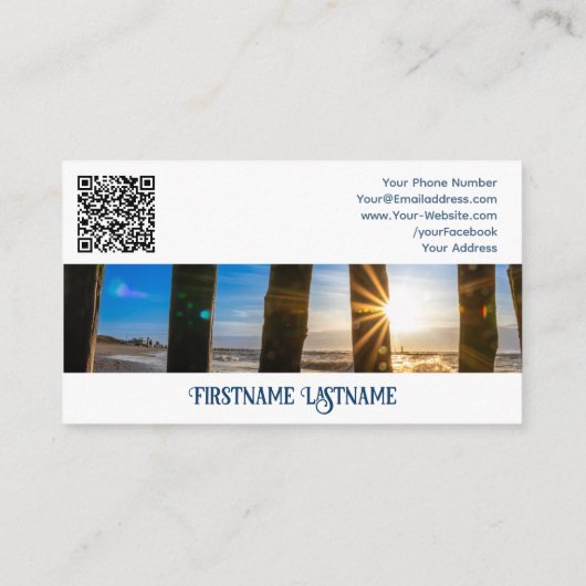 Reisagent sunset sky op oceaanstrand QR-Code Visitekaartje (Achterkant)