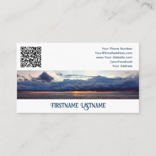 Reisagent sunset sky op oceaanstrand QR-Code Visitekaartje (Achterkant)