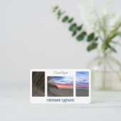 Reisagent sunset sky op oceaanstrand QR-Code Visitekaartje (Staand voorkant)