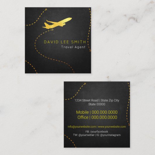 Reisagent Vierkante Visitekaartje (Voorkant / Achterkant)