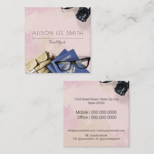 Reisagent Vierkante Visitekaartje (Voorkant / Achterkant)