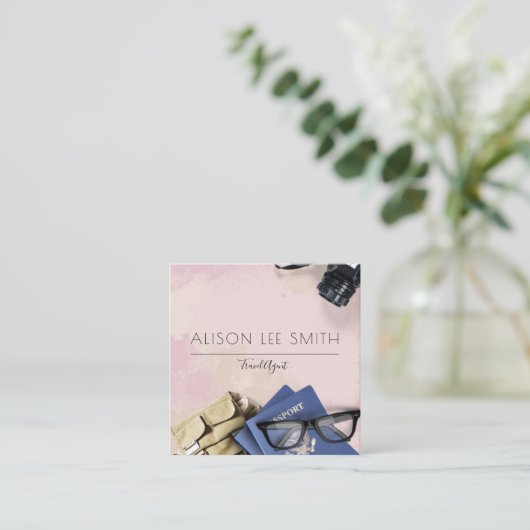 Reisagent Vierkante Visitekaartje (Staand voorkant)