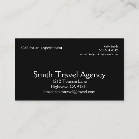 Reisagent Visitekaartje (Achterkant)