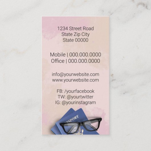 Reisagent Visitekaartje (Achterkant)