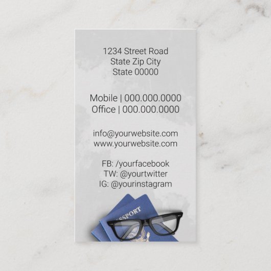 Reisagent Visitekaartje (Achterkant)