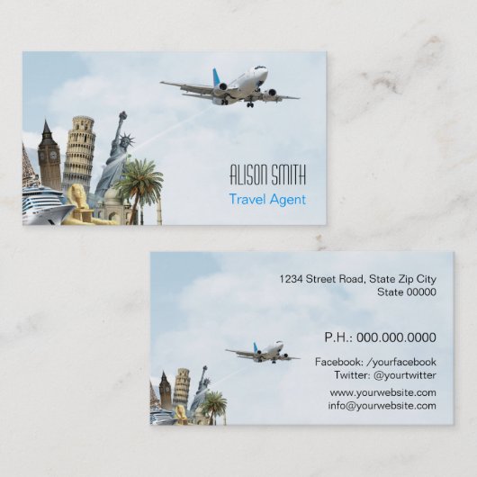 Reisagent Visitekaartje (Voorkant / Achterkant)