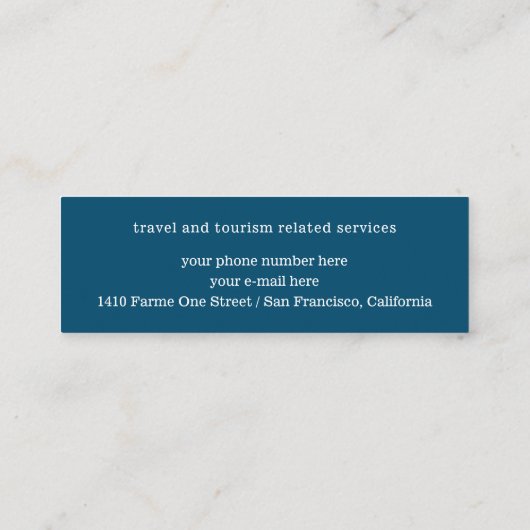 Reisagent Visitekaartje vliegtuig op blauw (Achterkant)