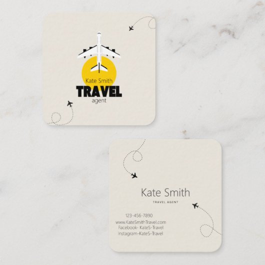 Reisagent visitekaartjes! vierkante visitekaartje (Voorkant / Achterkant)