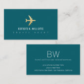 Reisagent Vliegtuig donker-blauwgroen Visitekaartje (Voorkant / Achterkant)