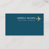 Reisagent Vliegtuig en Wereldkaart Blue Visitekaartje (Voorkant)