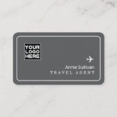 Reisagent Vliegtuig Wereldkaart Grijs Visitekaartje (Voorkant)