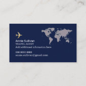 Reisagent Vliegtuig Wereldkaart Modern Visitekaartje (Achterkant)