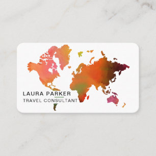 Reisagent Waterverf Wereldkaart Toerismeboekje Visitekaartje