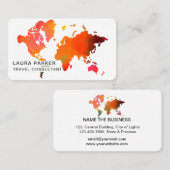 Reisagent Waterverf Wereldkaart Toerismereserverin Visitekaartje (Voorkant / Achterkant)