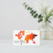 Reisagent Waterverf Wereldkaart Toerismereserverin Visitekaartje (Staand voorkant)