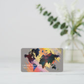 Reisagent Waterverf Wereldkaart Toerismereserverin Visitekaartje (Staand voorkant)