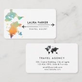 Reisagent Wereldkaart Vacking Water Blauwgroen Bea Visitekaartje (Voorkant / Achterkant)