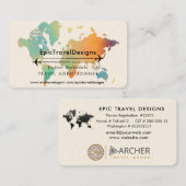 Reisagent Wereldkaart Vacking Water Blauwgroen Bea Visitekaartje (Voorkant / Achterkant)