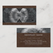 Reisagent Wereldkaart Wereldbol bruin leder Visitekaartje (Voorkant / Achterkant)