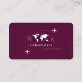 Reisagent wereldwijd monogram donkere wijn visitekaartje (Voorkant)