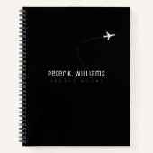 Reisagent zwart notitieboek met een vliegtuig (Voorkant)