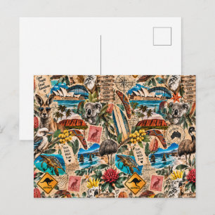 Reisalbumcollage van vintage Australië Briefkaart