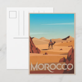 Reisansichtkaart Marokko woestijn kameel trip cade Briefkaart