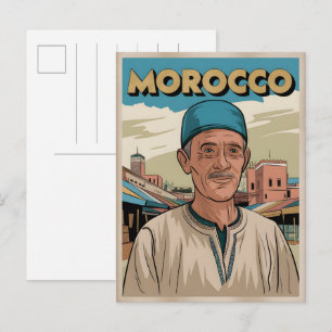 Reisansichtkaart van Marokko met lokaal geschenk v Briefkaart